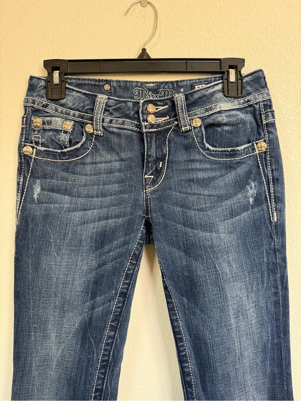 Miss Me Bootcut Jeans Size 27 Embellished Flap Pocket Y2K Denim - Picture 6 of 15